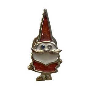 Vintage Beatrix Christmas Santa Gnome Blue And‎ White Eyes Tie Tack Enamel Pin